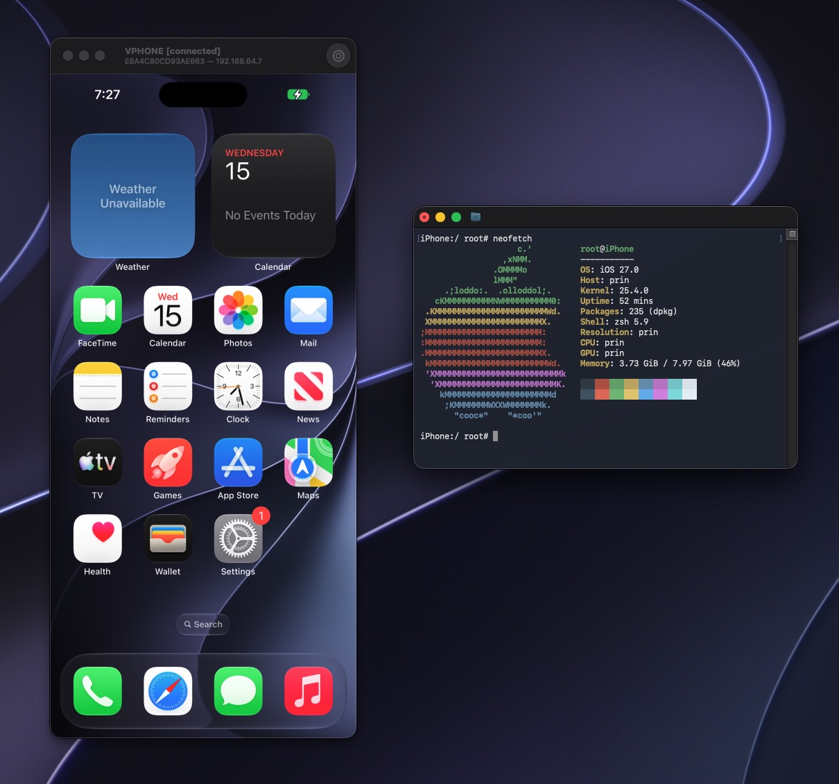 Virtual iPhone running on macOS